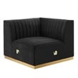 Modway Conjure Channel Tufted Performance Velvet Left Corner Chair in Gold/Black