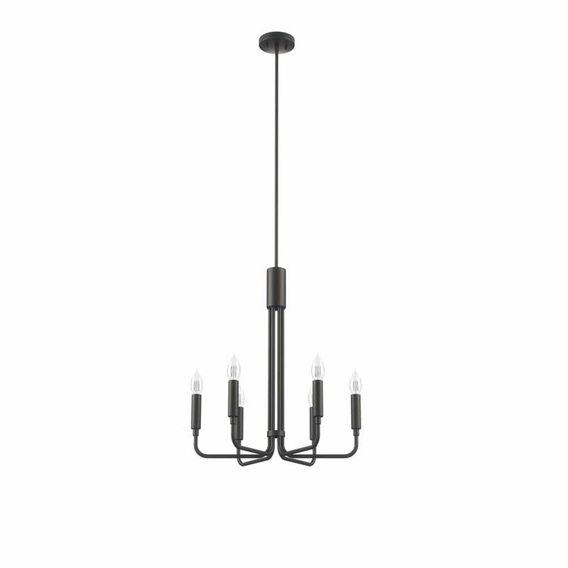 Modway Rekindle 6-Light Modern Style Iron Metal Chandelier in Black