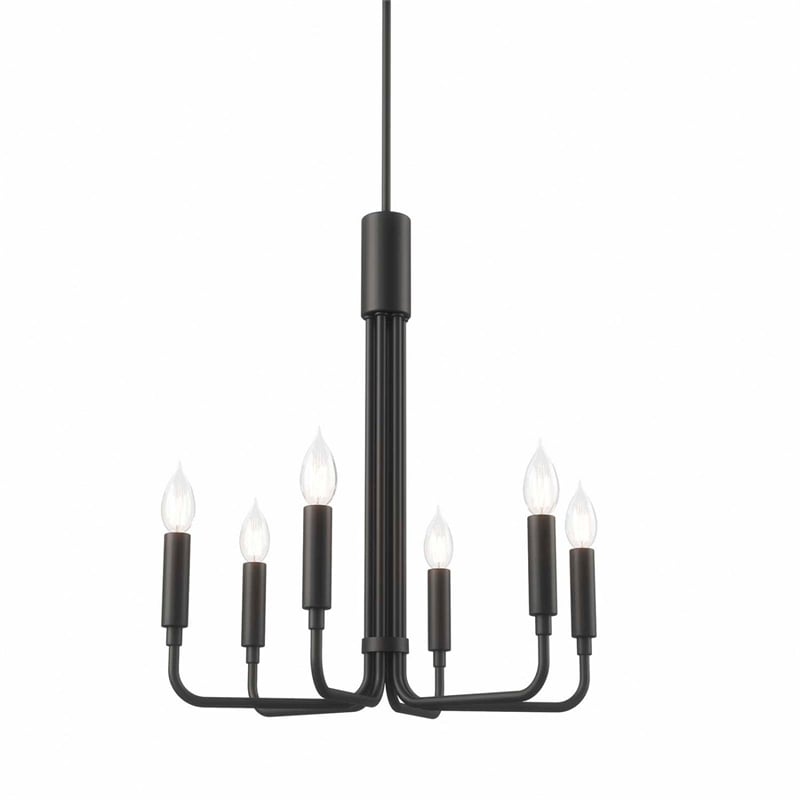 Modway Rekindle 6-Light Modern Style Iron Metal Chandelier in Black