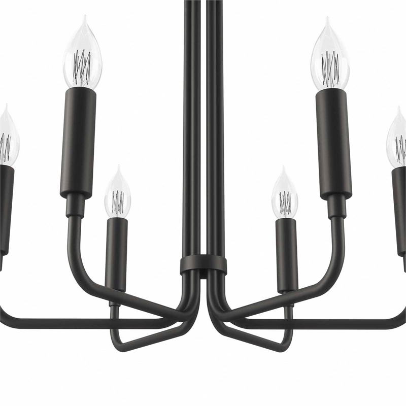 Modway Rekindle 6-Light Modern Style Iron Metal Chandelier in Black