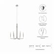 Modway Rekindle 6-Light Iron Metal Chandelier in Polished Nickel