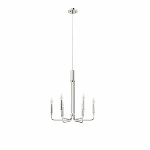 Modway Rekindle 6-Light Iron Metal Chandelier in Polished Nickel