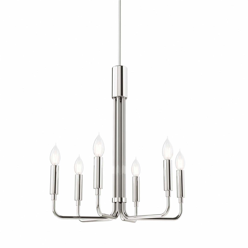 Modway Rekindle 6-Light Iron Metal Chandelier in Polished Nickel
