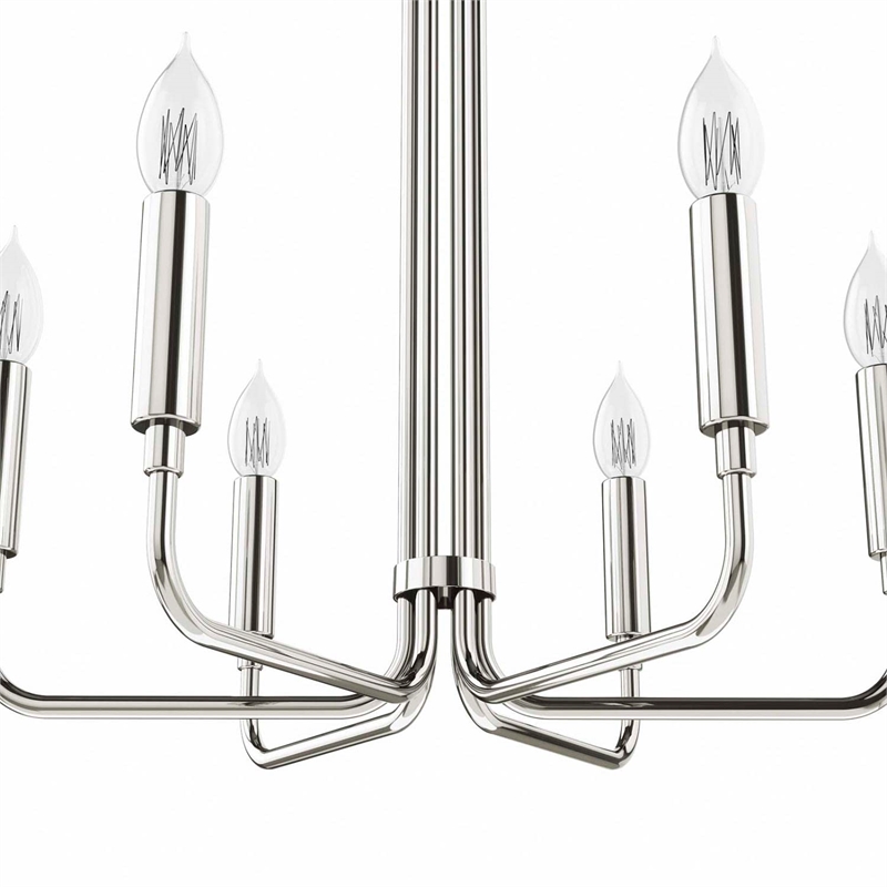 Modway Rekindle 6-Light Iron Metal Chandelier in Polished Nickel