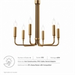 Modway Rekindle 6-Light Iron Metal Chandelier in Satin Brass