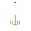 Modway Rekindle 6-Light Iron Metal Chandelier in Satin Brass