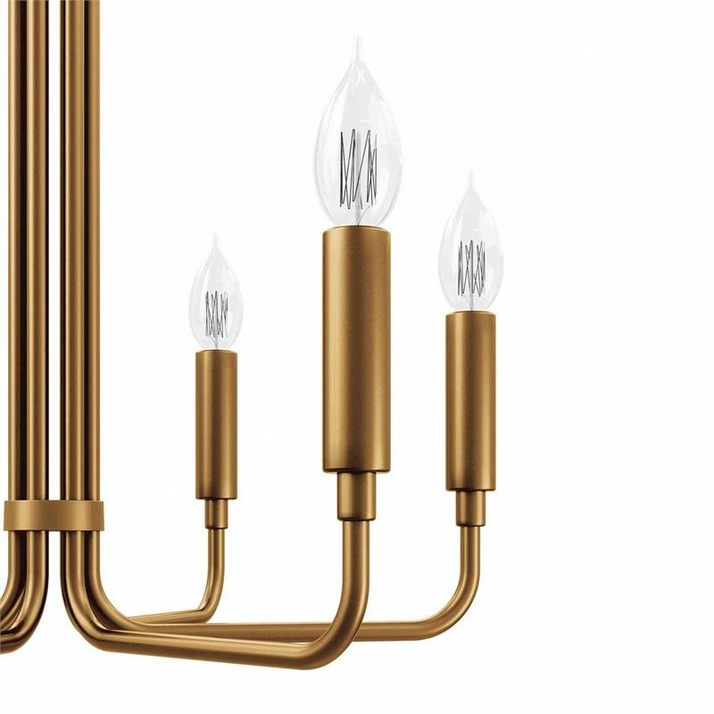 Modway Rekindle 6-Light Iron Metal Chandelier in Satin Brass