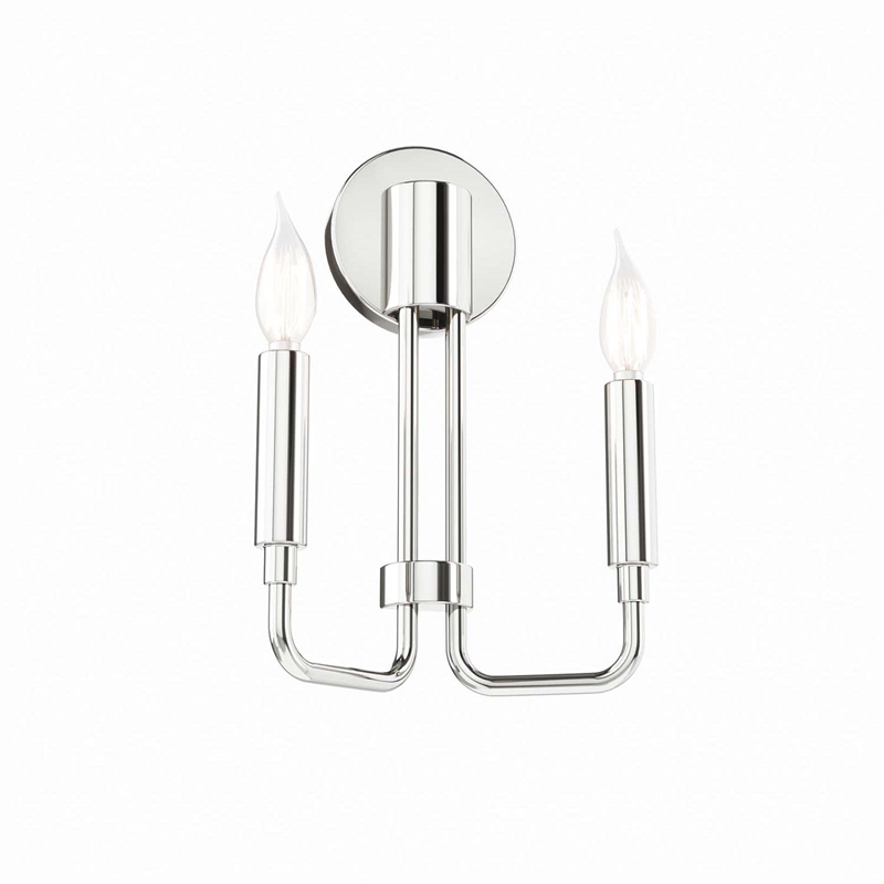 Modway Rekindle 2-Light Iron Metal Wall Sconce in Polished Nickel