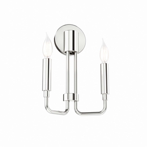 Modway Rekindle 2-Light Iron Metal Wall Sconce in Polished Nickel