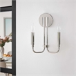 Modway Rekindle 2-Light Iron Metal Wall Sconce in Polished Nickel