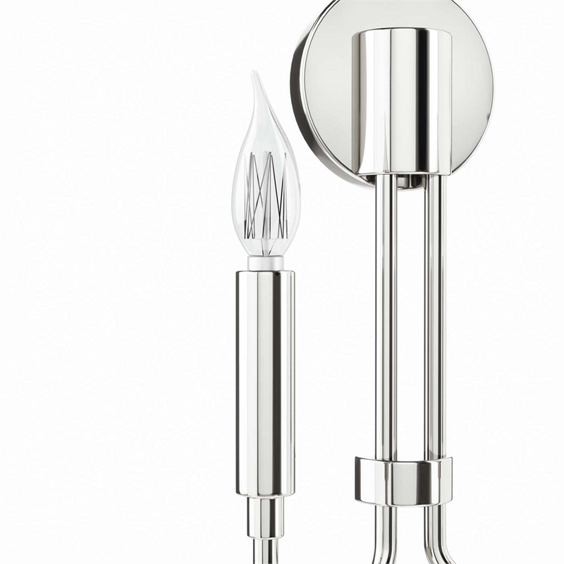 Modway Rekindle 2-Light Iron Metal Wall Sconce in Polished Nickel