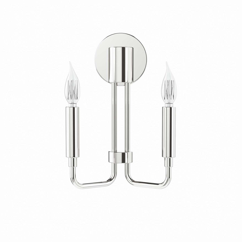 Modway Rekindle 2-Light Iron Metal Wall Sconce in Polished Nickel