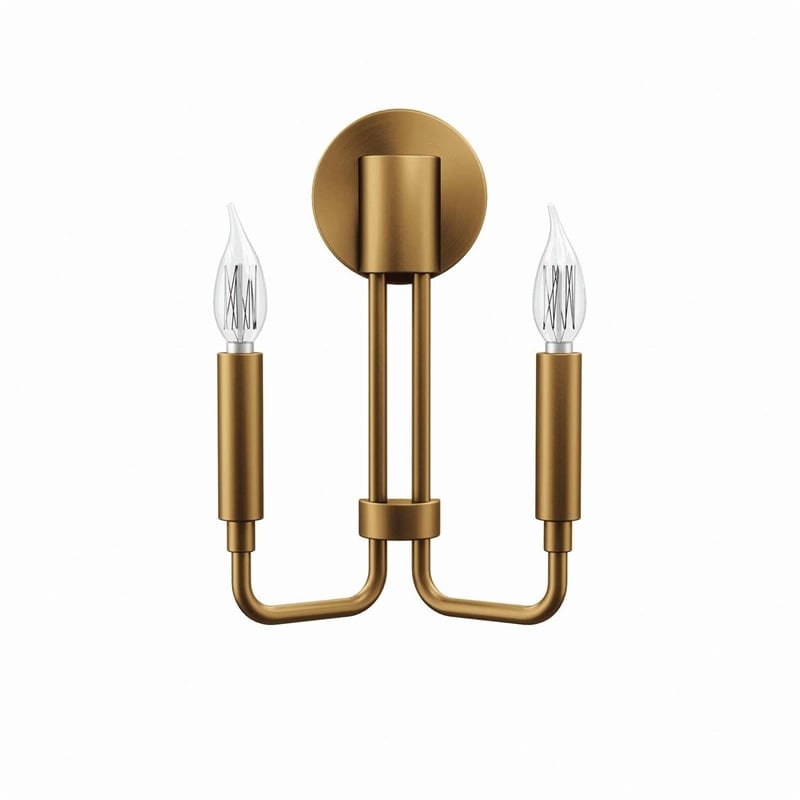 Modway Rekindle 2-Light Iron Metal Wall Sconce in Satin Brass