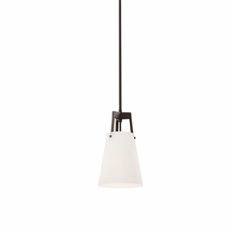Modway Aspire Metal and Fabric Pendant Light in White and Bronze Finish