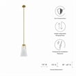 Modway Aspire Metal and Fabric Pendant Light in White and Satin Brass Finish