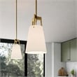 Modway Aspire Metal and Fabric Pendant Light in White and Satin Brass Finish