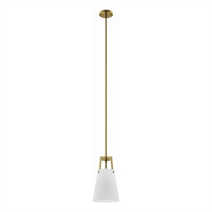 modway aspire metal and fabric pendant light in white and satin brass finish