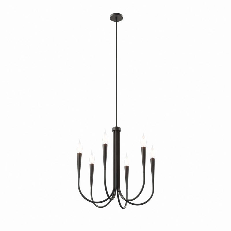 Modway Penrose 6-Light Modern Style Metal Chandelier in Black