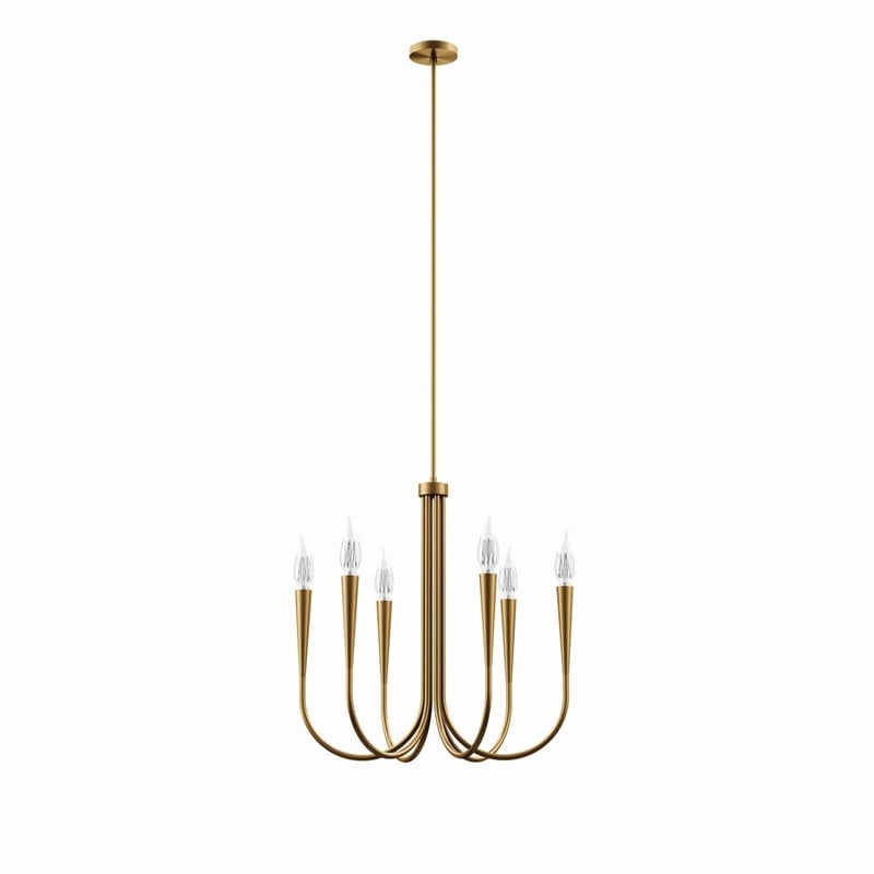 Modway Penrose 6-Light Modern Style Metal Chandelier in Satin Brass
