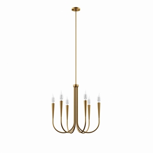 Modway Penrose 6-Light Modern Style Metal Chandelier in Satin Brass