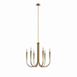 Modway Penrose 6-Light Modern Style Metal Chandelier in Satin Brass