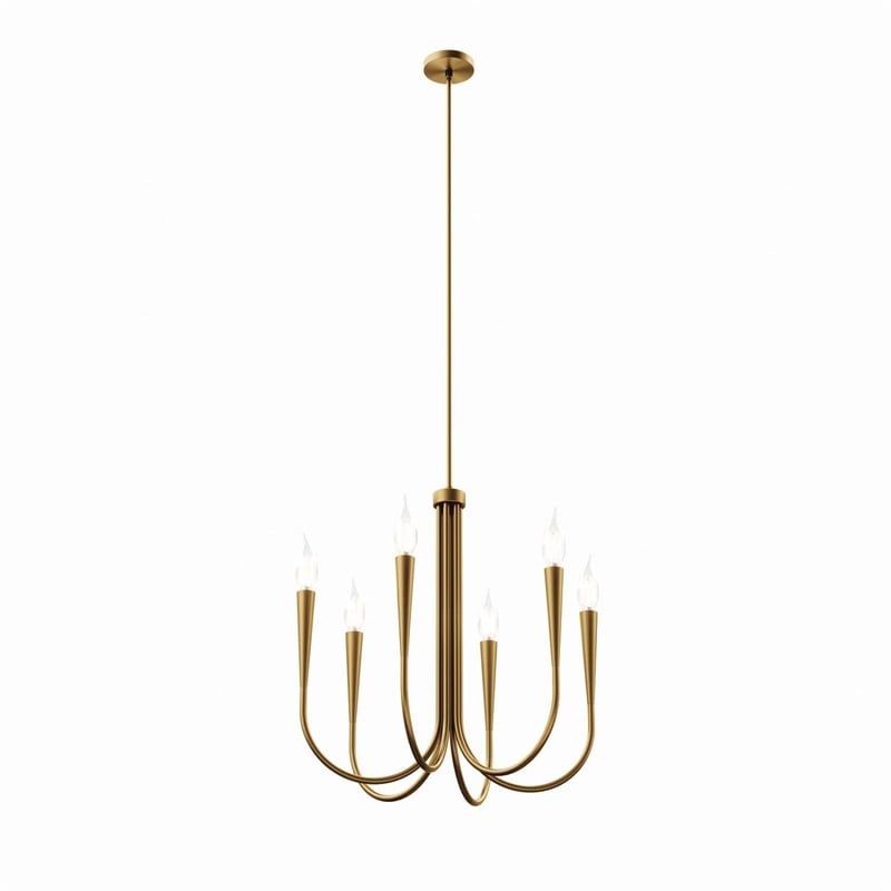 Modway Penrose 6-Light Modern Style Metal Chandelier in Satin Brass