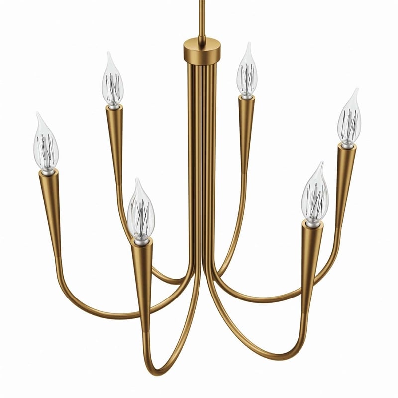 Modway Penrose 6-Light Modern Style Metal Chandelier in Satin Brass