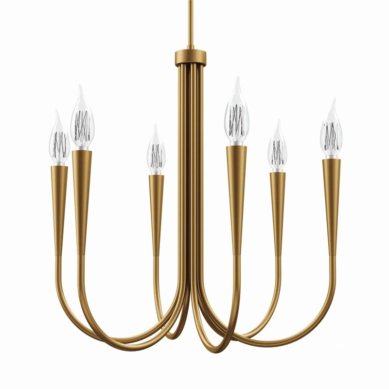 Modway Penrose 6-Light Modern Style Metal Chandelier in Satin Brass