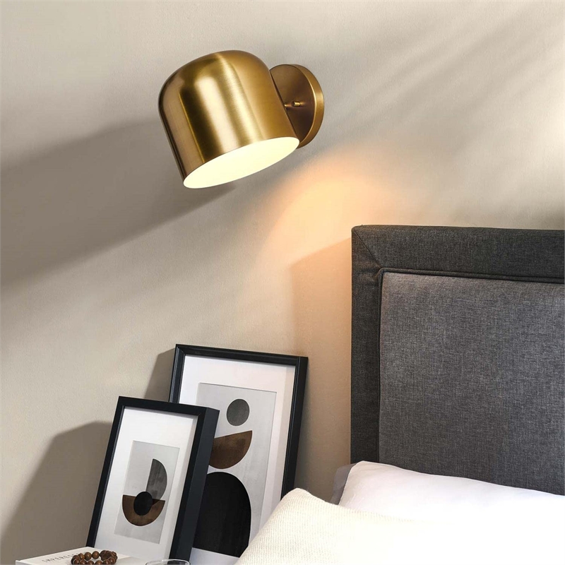 Modway Avenue 1-Light Modern Style Metal Wall Sconce in Satin Brass