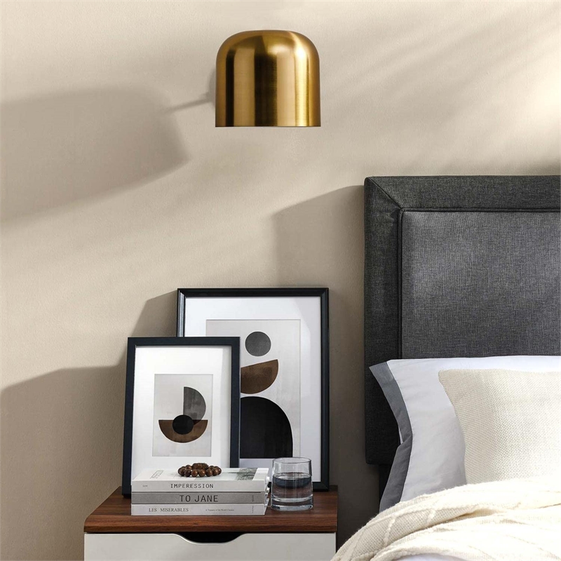 Modway Avenue 1-Light Modern Style Metal Wall Sconce in Satin Brass