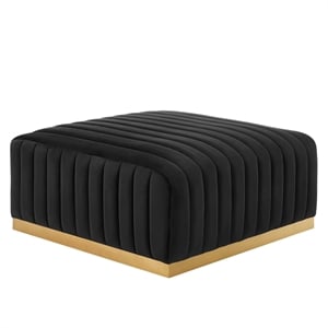 Modway Conjure Channel Tufted Performance Velvet Ottoman in Gold/Black