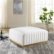 Modway Conjure Channel Tufted Performance Velvet Ottoman in Gold/White