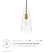 Modway Beacon 1-Light Metal and Glass Pendant Light in Clear/Satin Brass