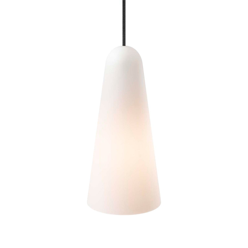 Modway Beacon 1-Light Fabric and Glass Pendant Light in Opal/Black