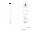 Modway Beacon 1-Light Fabric and Glass Pendant Light in Opal/Black