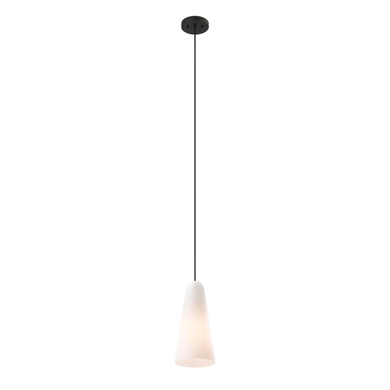 Modway Beacon 1-Light Fabric and Glass Pendant Light in Opal/Black
