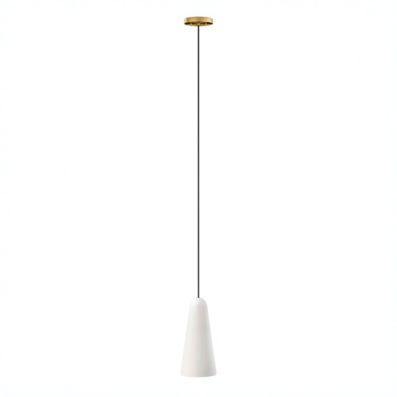 Modway Beacon 1-Light Fabric and Glass Pendant Light in Opal/Satin Brass