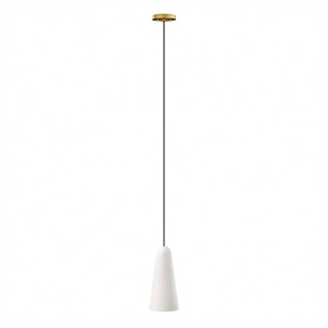 Modway Beacon 1-Light Fabric and Glass Pendant Light in Opal/Satin Brass