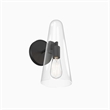 Modway Beacon 1-Light Metal and Glass Wall Sconce in Clear/Black
