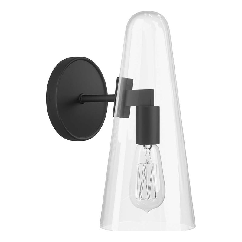 Modway Beacon 1-Light Metal and Glass Wall Sconce in Clear/Black