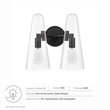 Modway Beacon 2-Light Metal and Glass Wall Sconce in Clear/Black