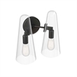 Modway Beacon 2-Light Metal and Glass Wall Sconce in Clear/Black