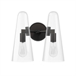Modway Beacon 2-Light Metal and Glass Wall Sconce in Clear/Black