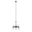 Modway Beacon 3-Light Metal and Glass Pendant Light in Clear/Black