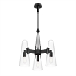 Modway Beacon 3-Light Metal and Glass Pendant Light in Clear/Black