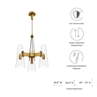 Modway Beacon 3-Light Metal and Glass Pendant Light in Clear/Satin Brass
