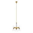 Modway Beacon 3-Light Metal and Glass Pendant Light in Clear/Satin Brass