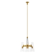 Modway Beacon 3-Light Metal and Glass Pendant Light in Clear/Satin Brass
