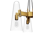 Modway Beacon 3-Light Metal and Glass Pendant Light in Clear/Satin Brass