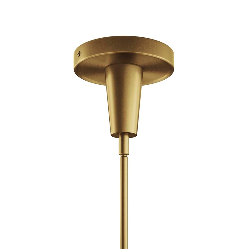 Modway Beacon 3-Light Metal and Glass Pendant Light in Clear/Satin Brass